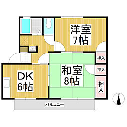 ジュネス上氷鉋B 2DKの間取図画像