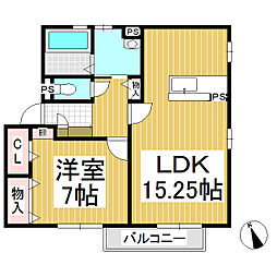 Ｋ−シャルマン 2階1LDKの間取り