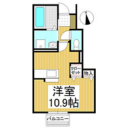 グランサンクIII 1階ワンルームの間取り