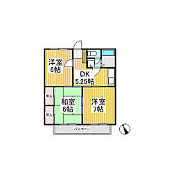 コーポミキ 2階3DKの間取り