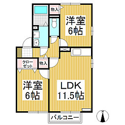 セジュールあやめA 2LDKの間取図画像