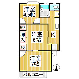 サンリバーサイド2 3Kの間取図画像