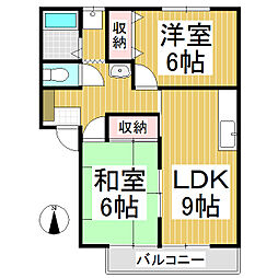 コーポハピネス 2LDKの間取図画像