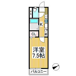シュトラーレ 1Kの間取図画像