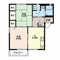 グランドディアスD 2Kの間取図画像