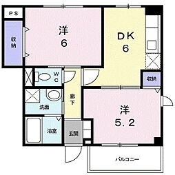 メゾンアブリコ 2DKの間取図画像