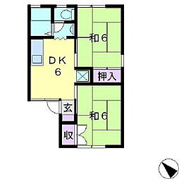 セジュール蒼久保B 2DKの間取図画像