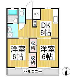 国分パークハイツ 2DKの間取図画像