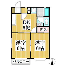 ローレルコート3 2DKの間取図画像