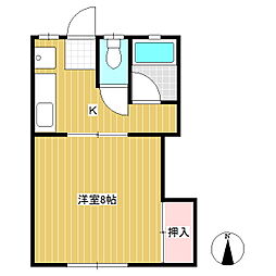 光陽ハイツA棟 1Kの間取図画像