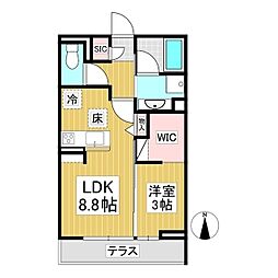 エルミタージュ中央 1LDKの間取図画像