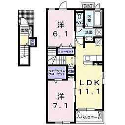 JR北陸新幹線 佐久平駅 徒歩19分の賃貸アパート 2階2LDKの間取り