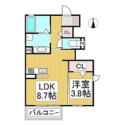 プリマージュ　Ａ棟 1階1LDKの間取り