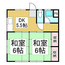 新津コーポ 2DKの間取図画像
