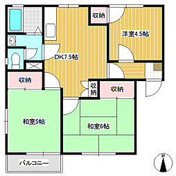 フレグランス長土呂E 3DKの間取図画像