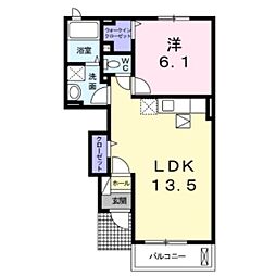 ラ・カーサ・フェリーチェB 1LDKの間取図画像