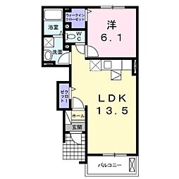 ト・ヴェール 1LDKの間取図画像