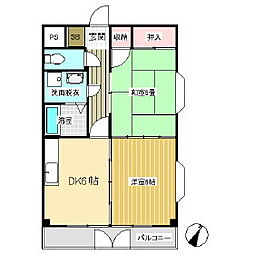 城ヶ丘ヴィレジ 2DKの間取図画像