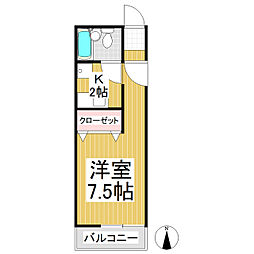 キャッスルスクエア 1Kの間取図画像