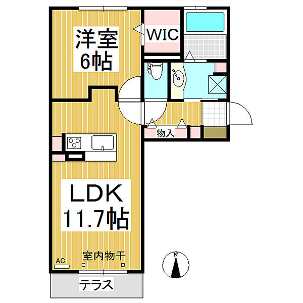 アベル ｜長野県長野市大字高田(賃貸アパート1LDK・1階・43.89㎡)の写真 その2