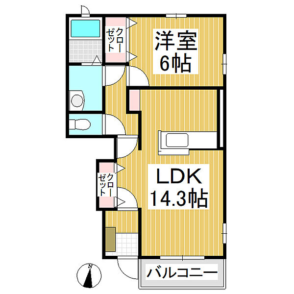 長野県長野市大字大豆島(賃貸アパート1LDK・1階・48.19㎡)の写真 その2