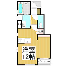 ｏｒｔｅｎｓｉａ安茂里大門 1階ワンルームの間取り