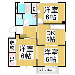 フォーレスソリメ 1階3DKの間取り