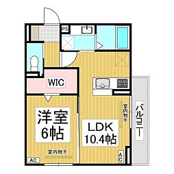 トリシア東口 2階1LDKの間取り