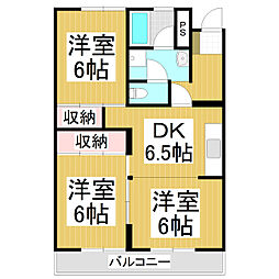 箱清水ハイツ 1階3DKの間取り