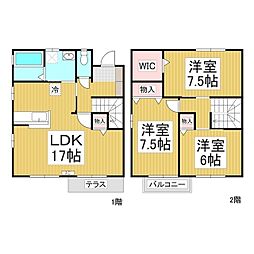 グリーンコート上松　Ａ 1階3LDKの間取り