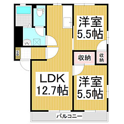 フレグランスＡ＆Ｓ 1階2LDKの間取り