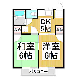サンライフポム 2階2DKの間取り