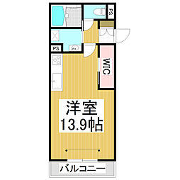 （仮）ベレオ中御所 2階ワンルームの間取り