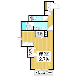（仮）ベレオ中御所 1階ワンルームの間取り