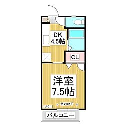フレグランスしんD 1DKの間取図画像