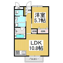 プランヴェール早苗町 1LDKの間取図画像