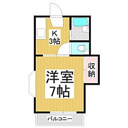 YMハイツ 1Kの間取図画像