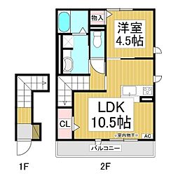 カーサ上松 1LDKの間取図画像