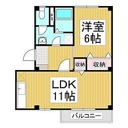 ガーデンタウン北長野A 1LDKの間取図画像