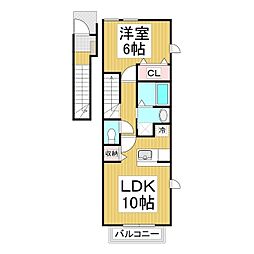 グランソレイユB 1LDKの間取図画像