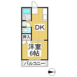 北条ライブタウンB 1DKの間取図画像