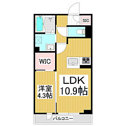 サンハウジング 1LDKの間取図画像