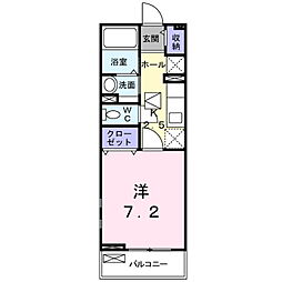 クレシェンテS 1Kの間取図画像