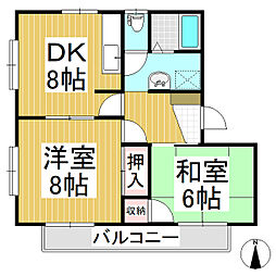サンライズあさ川A 2DKの間取図画像