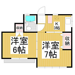 石黒アパート 2Kの間取図画像