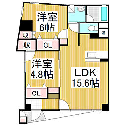 サンフラッツ 2LDKの間取図画像