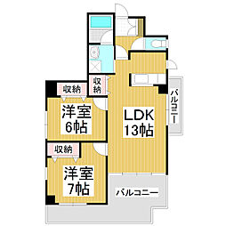 センターウイング 2LDKの間取図画像