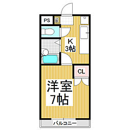 CHARME小野塚 1Kの間取図画像