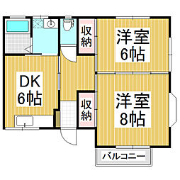 ハイツアルフィーネ 2DKの間取図画像