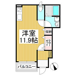 スレーヌハイツすそばな ワンルームの間取図画像
